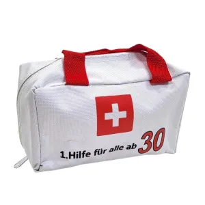 (11x19cm) First aid bag 30th birthday emergency gift bag to fill - white / red