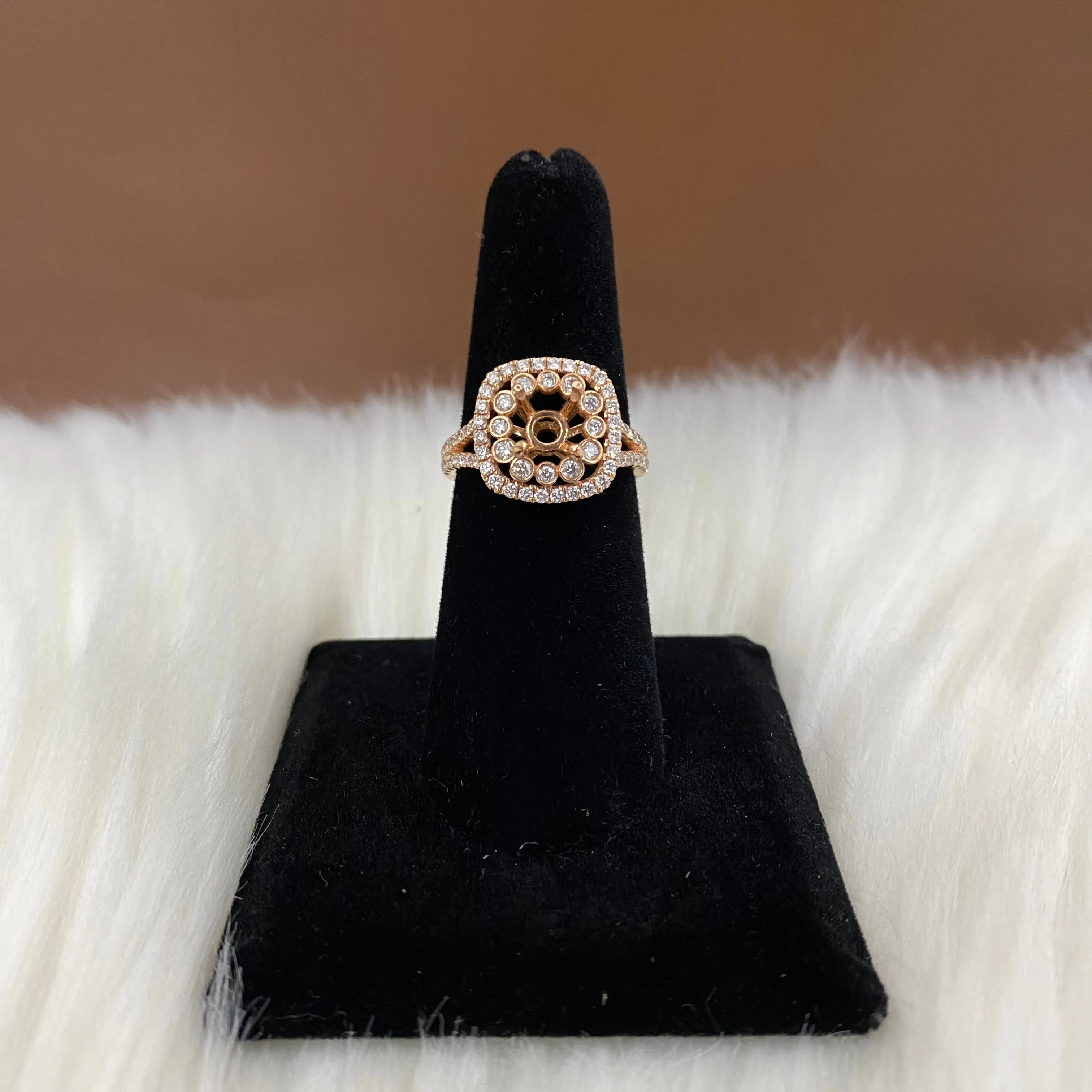 14K Rose Gold Diamond Fashion Wedding Setting No Stone Engagement Ring 1Ct Dia / 4.4gr / Size 6