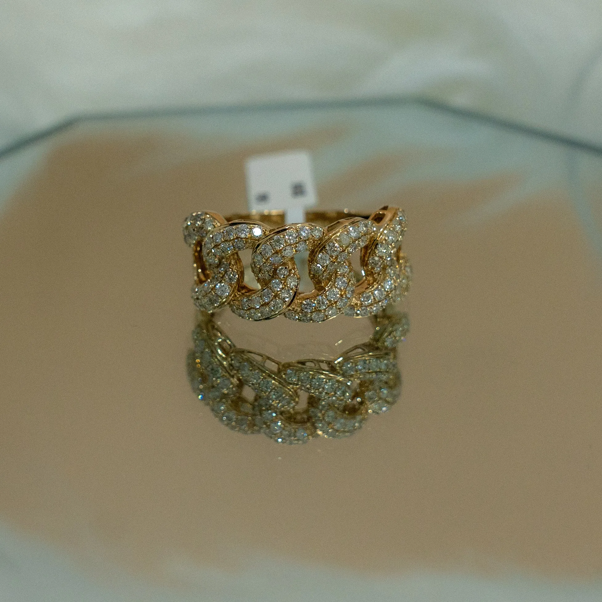 14K Yellow Gold Cuban Diamond Ring 1.80Ct / 6gr / Size 10