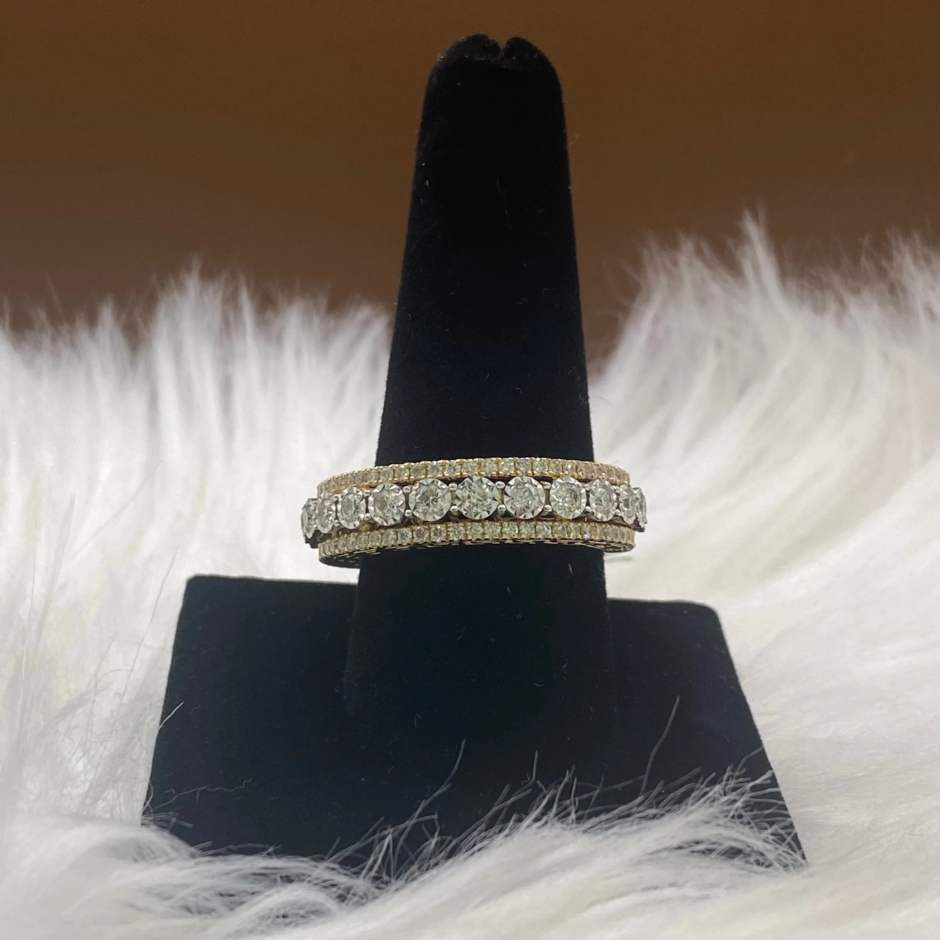 14K Yellow Gold Diamond Luxury Circles Ring 1.82Ct / 11.6gr / Size 10