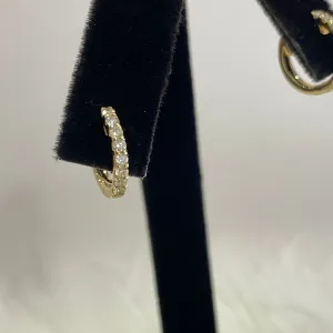 14K Yellow Gold Diamond Luxury Hoop Earrings 0.41Ct / 1.8gr