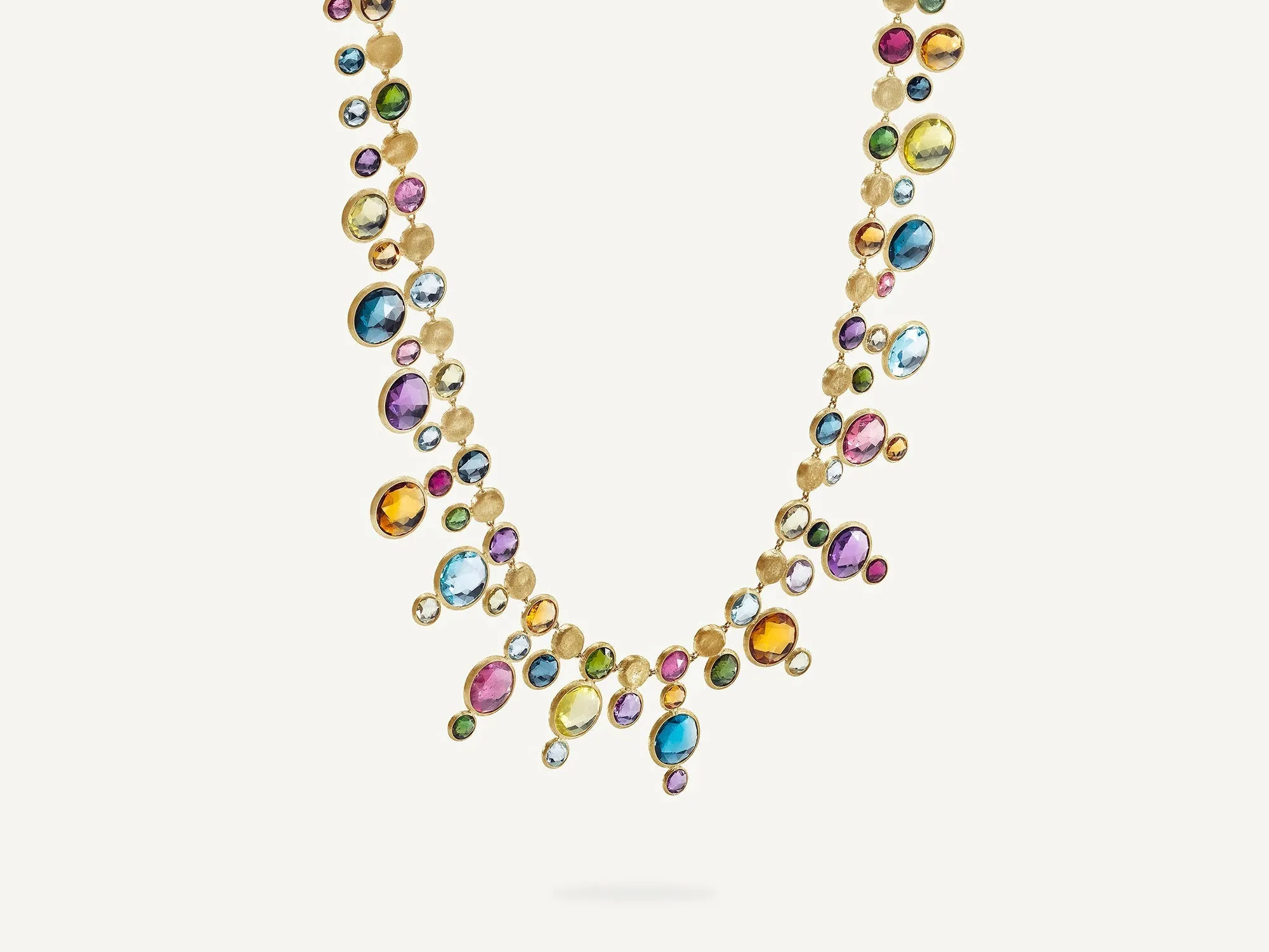 18K Yellow Gold Statement Round Gemstone Collar