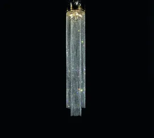 2 Metre-Tall Gold-Plated Crystal Pendant Light From Italy