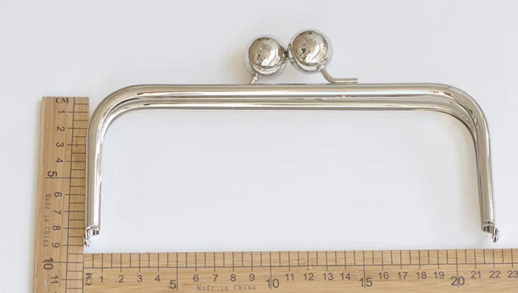 22cm (8") Purse Frame With Large Kisslock Glue-In Style Closure Frame Bronze Silver And Gunmetal Black 3 Colors 22cm x 9cm