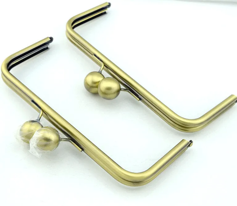 22cm (8") Purse Frame With Large Kisslock Glue-In Style Closure Frame Bronze Silver And Gunmetal Black 3 Colors 22cm x 9cm