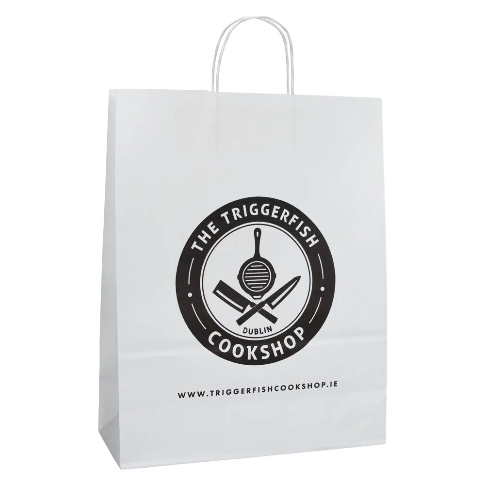 320x120x420mm White Printed Paper Carrier Bags