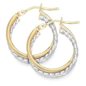 9ct Gold 15mm Beaded Hoop Earrings