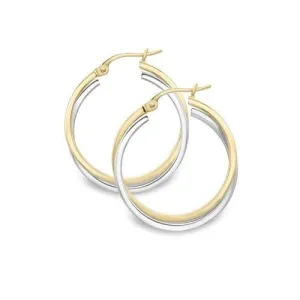 9ct Gold 20mm Overlapping Round Hoop Earrings