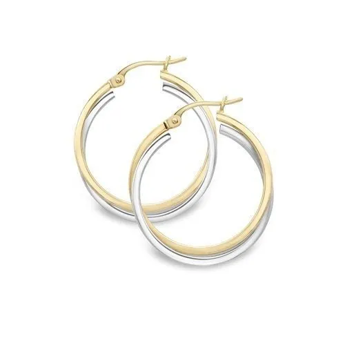 9ct Gold 20mm Overlapping Round Hoop Earrings