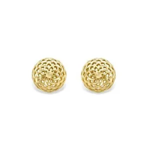 9ct Gold Filligree Stud Earrings, Delicate Craftsmanship, 8mm, 1.20g, Gift box included