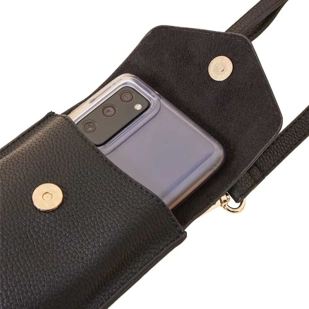 Accessorize London Women's Faux Leather Black Envelope Phone Bag