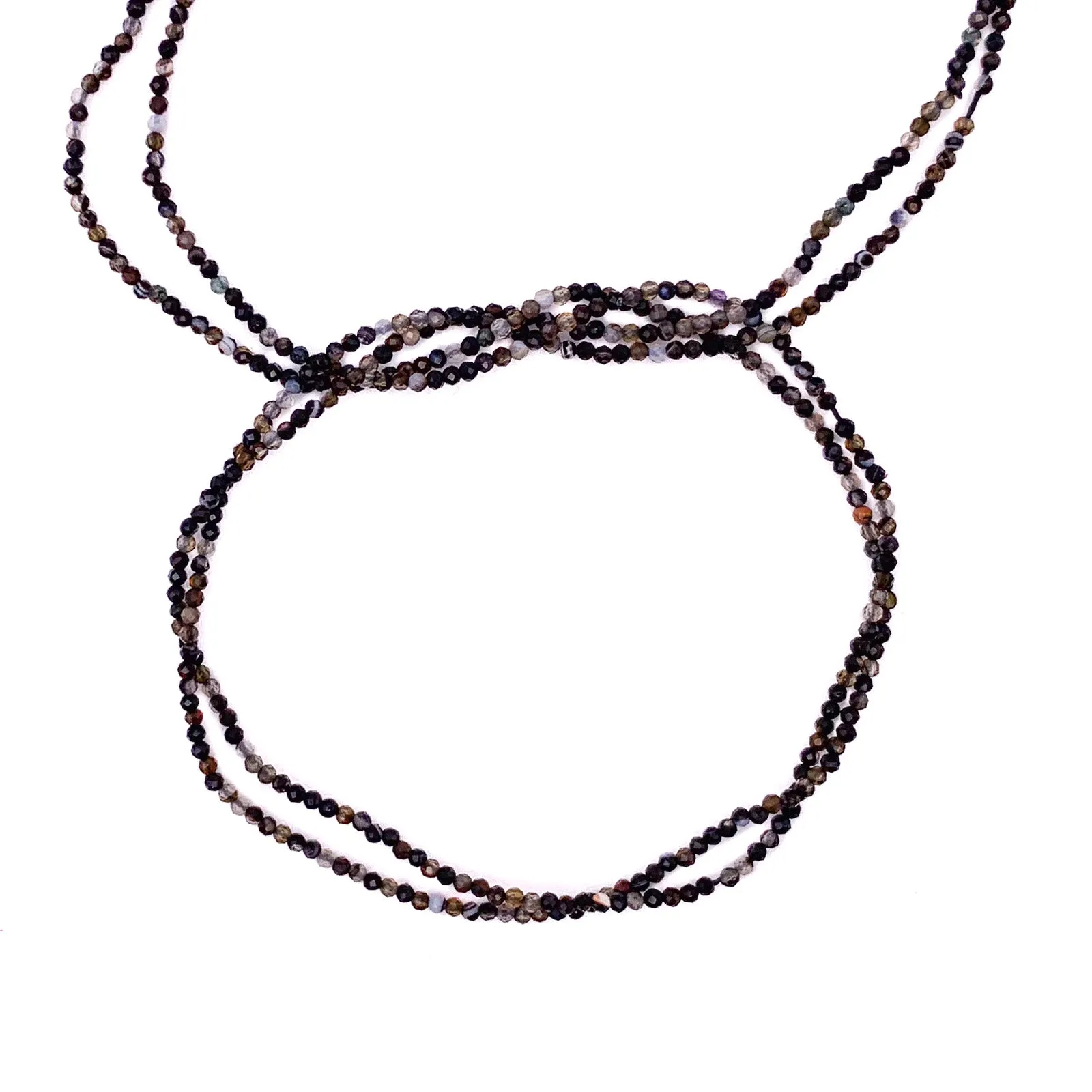 Agate Banded 2mm Faceted Rounds Bead Strand
