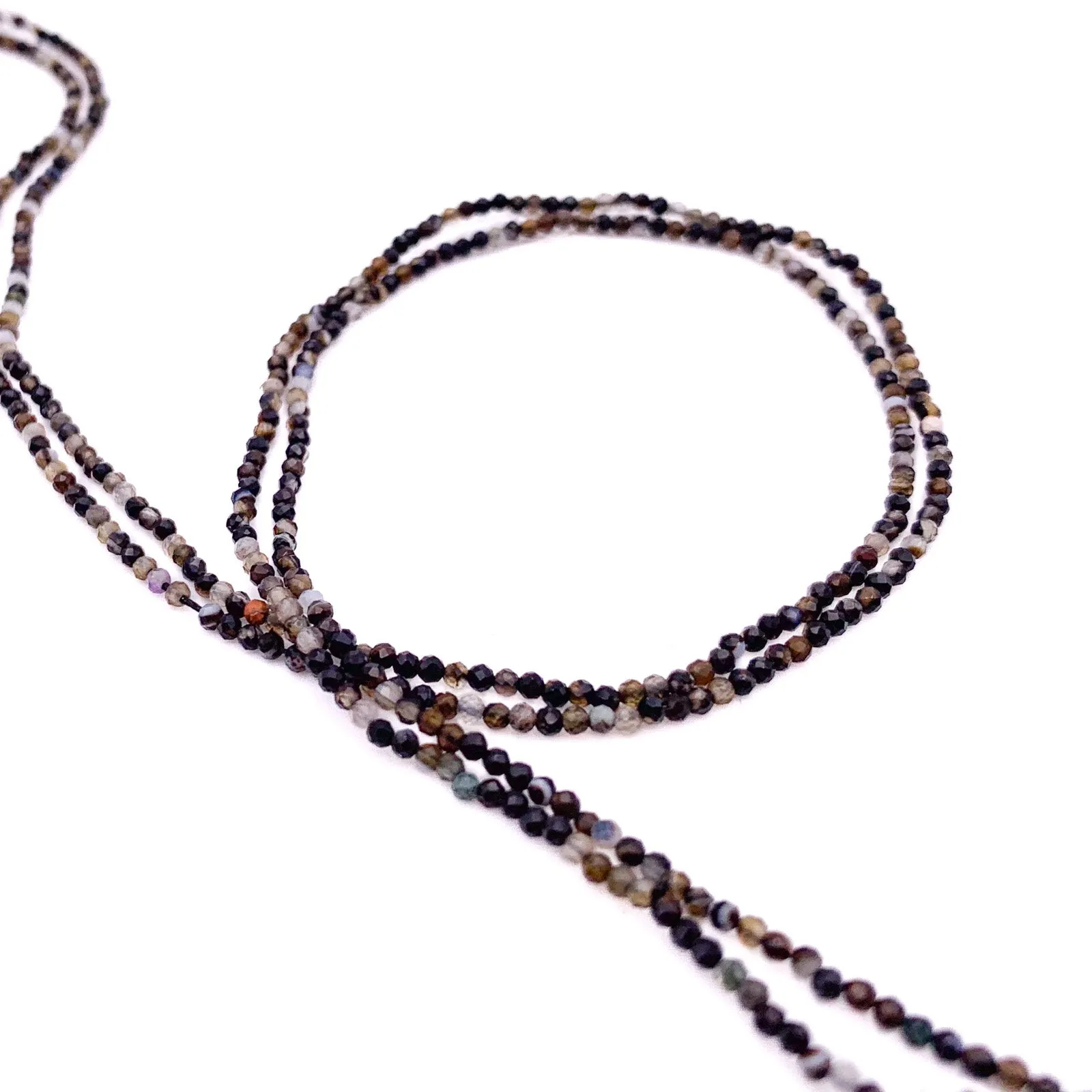 Agate Banded 2mm Faceted Rounds Bead Strand