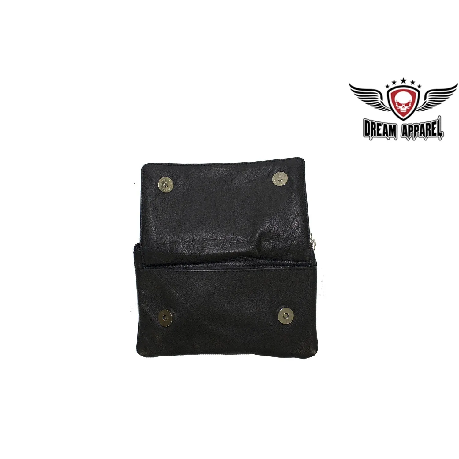 All Naked Cowhide Leather Belt Bag with Gray/Pink Heart and Studs