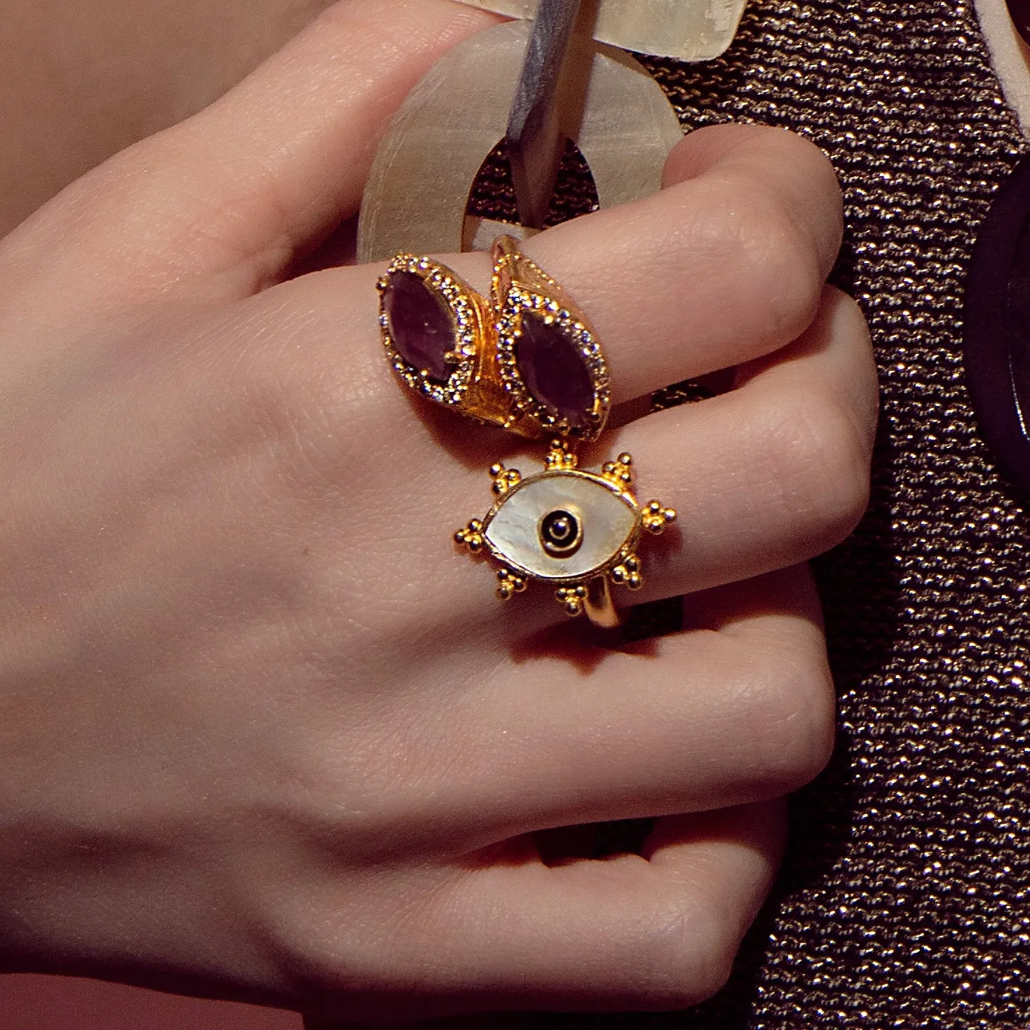 Amethyst Semi Precious Stone Ring
