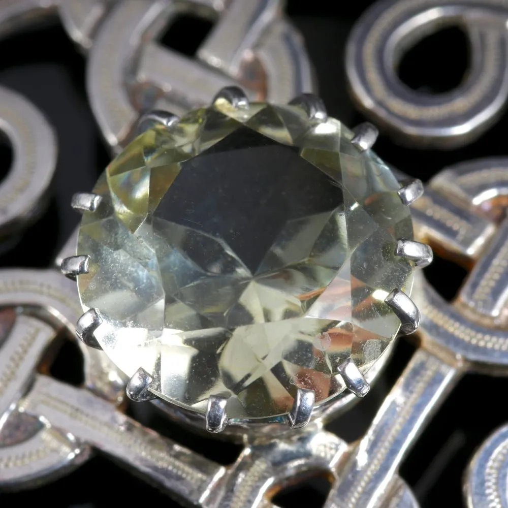 Antique Scottish Silver Pendant Citrine Stone Celtic