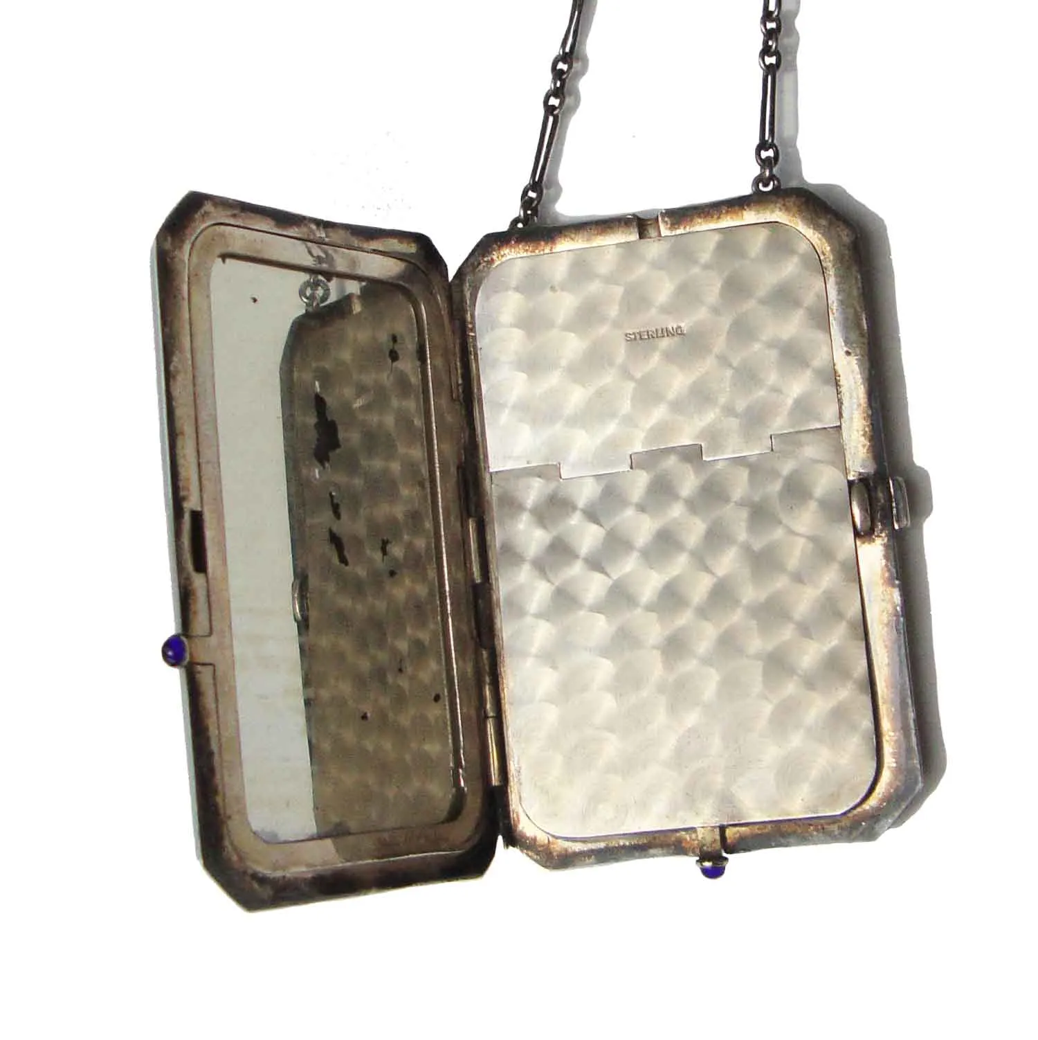 Antique Sterling Silver Minaudiere Compact Case Dance Purse Chatelaine
