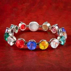 Antique Victorian Harlequin Coloured Paste Bracelet
