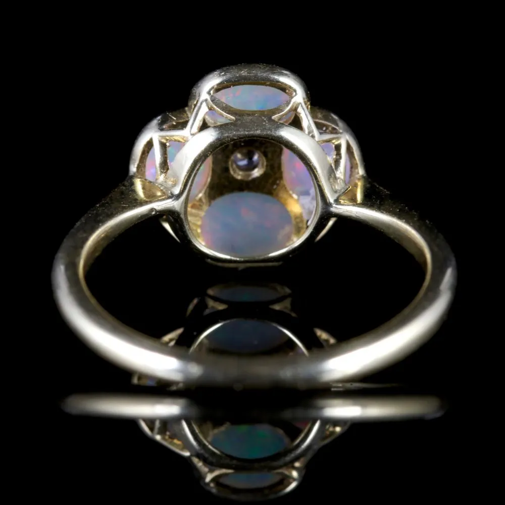 Antique Victorian Opal Diamond Ring 18Ct Platinum Circa 1880