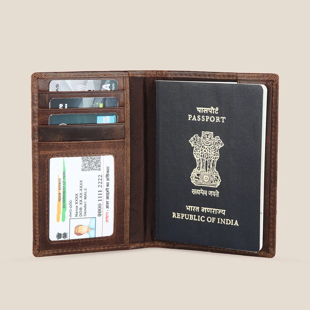 ARCHER RFID Protected Blue Saffiano Leather Passport Holder for Men & Women