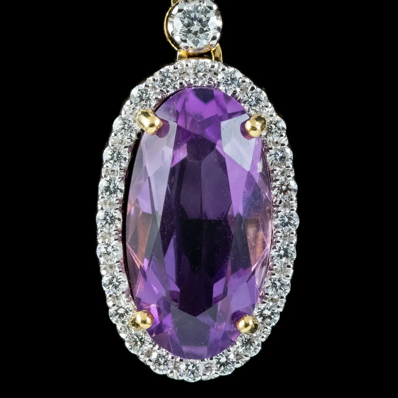 Art Deco Style Amethyst Diamond Drop Earrings 10ct Of Amethyst