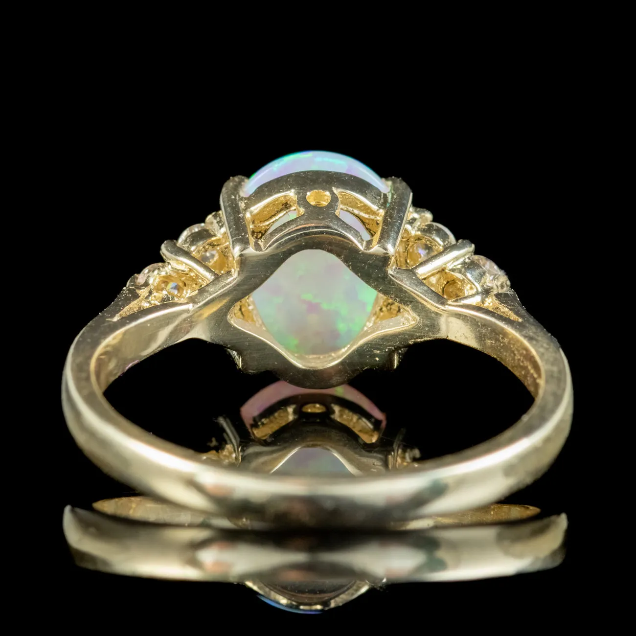 Art Deco Style Opal Diamond Ring 9ct Gold 3ct Opal