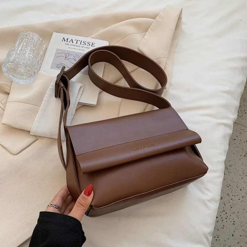 Back to College 2021 autumn and winter new shoulder bag ladies solid color messenger bag casual leather small bag retro square bag