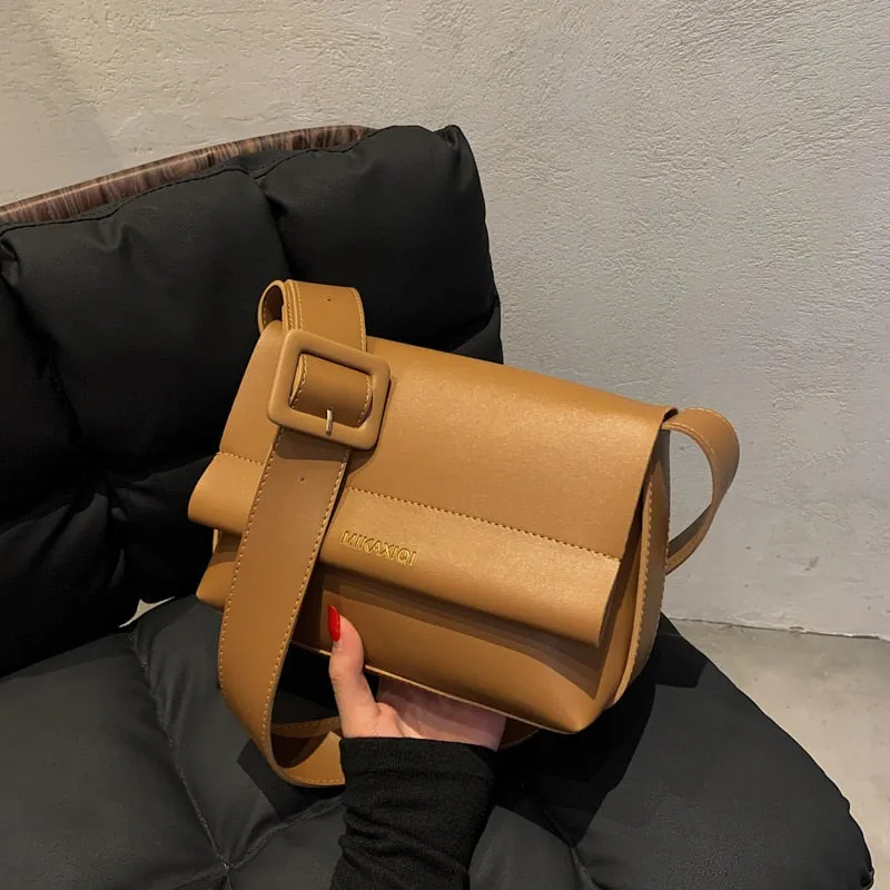 Back to College 2021 autumn and winter new shoulder bag ladies solid color messenger bag casual leather small bag retro square bag