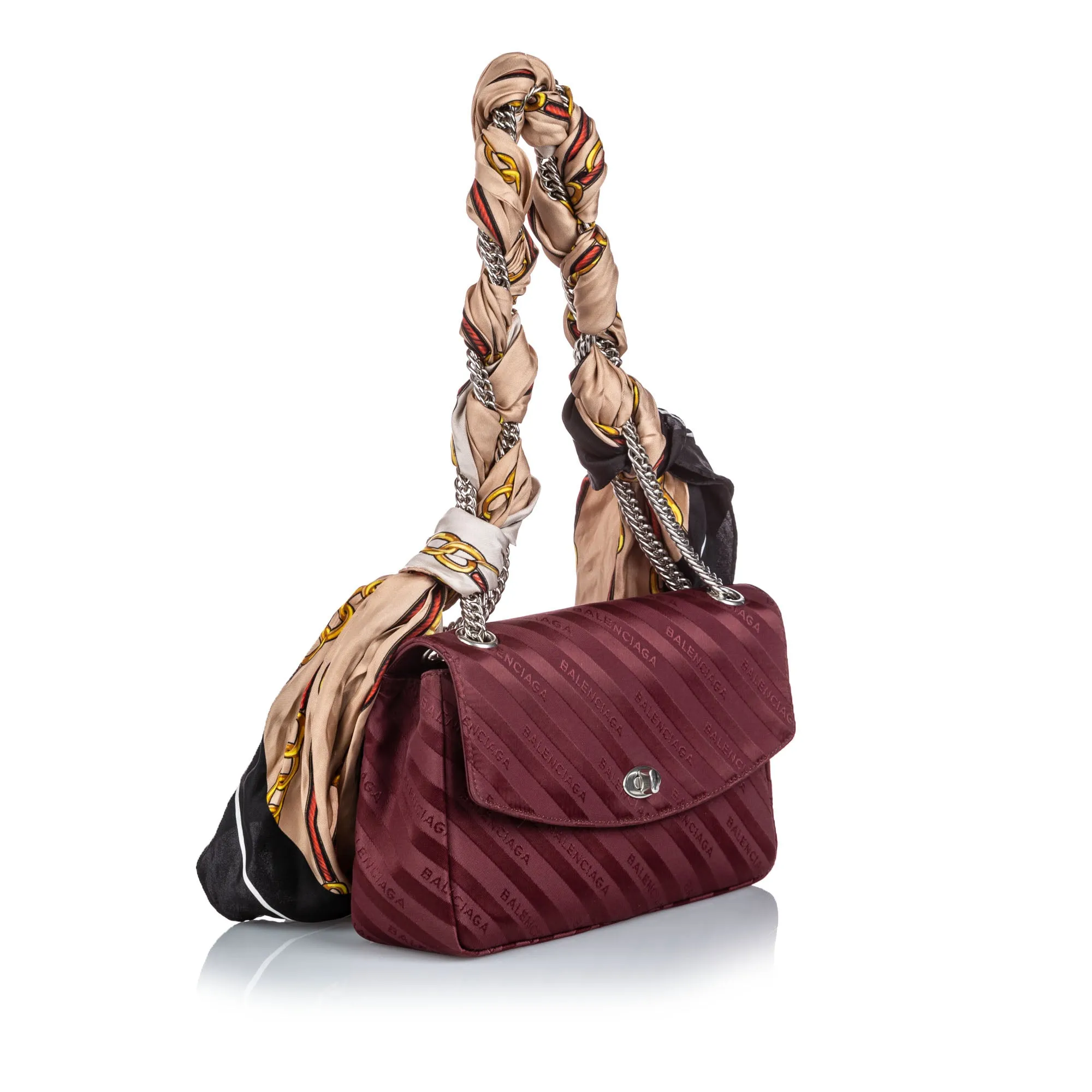 Balenciaga Burgundy 2017 Round S Jacquard Shoulder bag