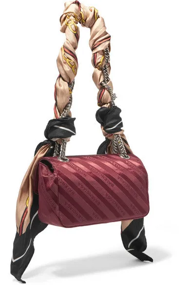 Balenciaga Burgundy 2017 Round S Jacquard Shoulder bag