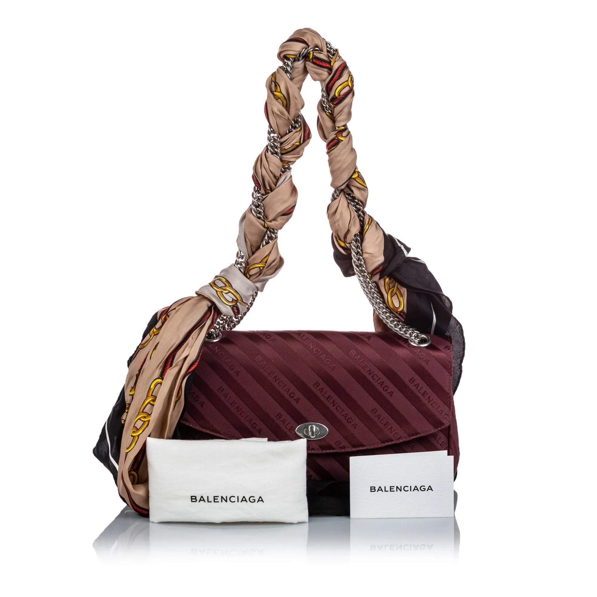 Balenciaga Burgundy 2017 Round S Jacquard Shoulder bag