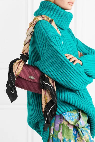 Balenciaga Burgundy 2017 Round S Jacquard Shoulder bag