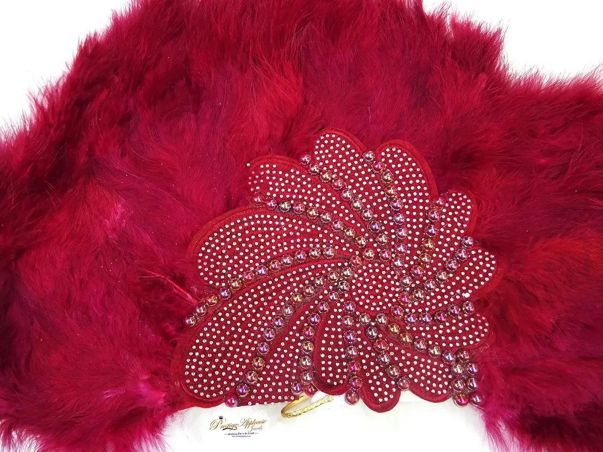Beautiful White Feather Embelished with Silver Beads with Pearls Bridal Wedding Party Hand fan