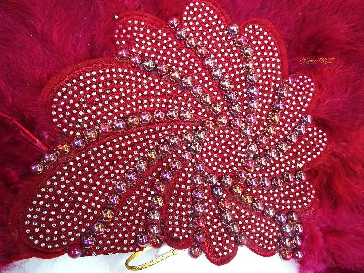 Beautiful White Feather Embelished with Silver Beads with Pearls Bridal Wedding Party Hand fan