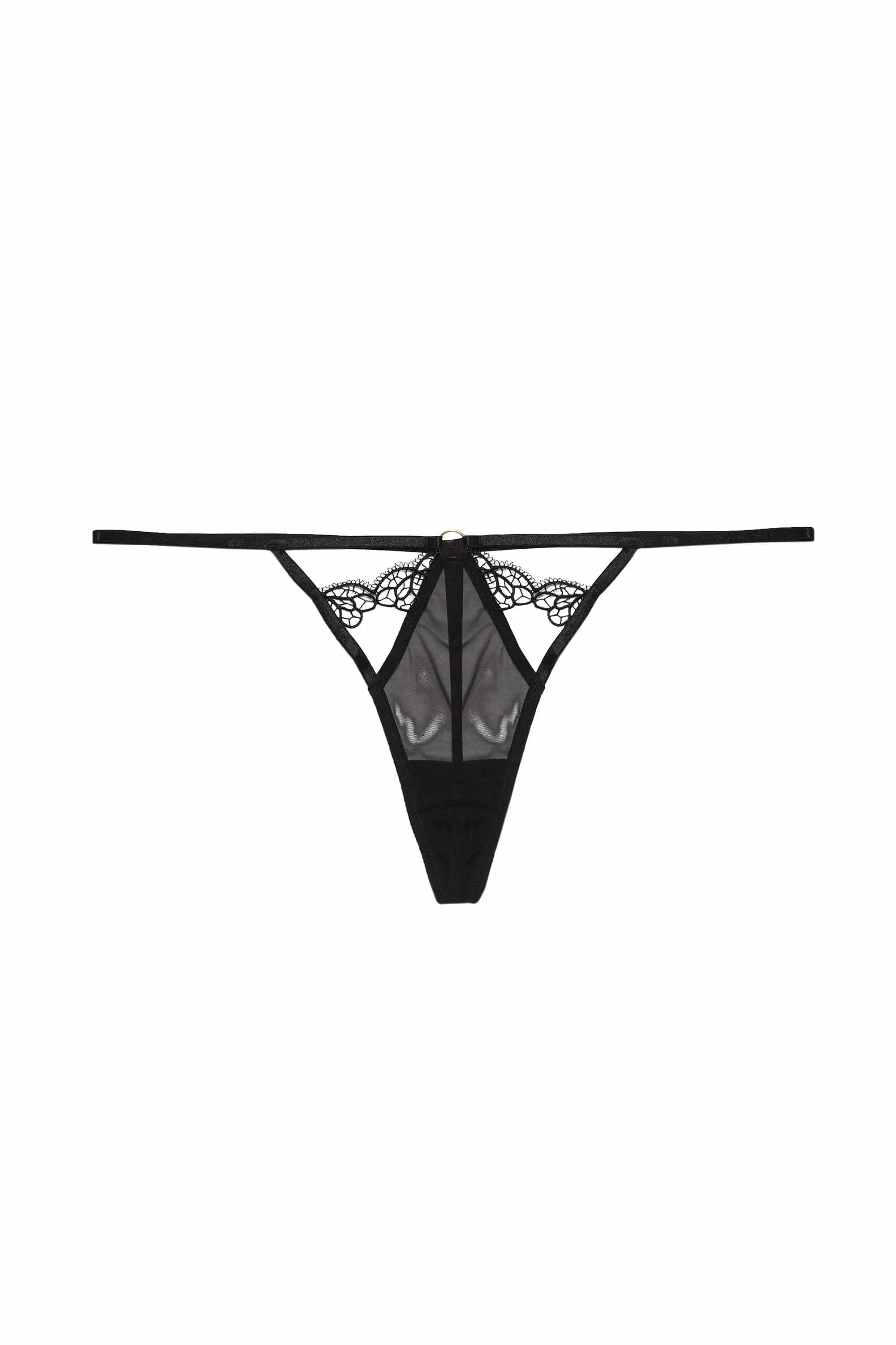Becka Black Lace Trim Thong