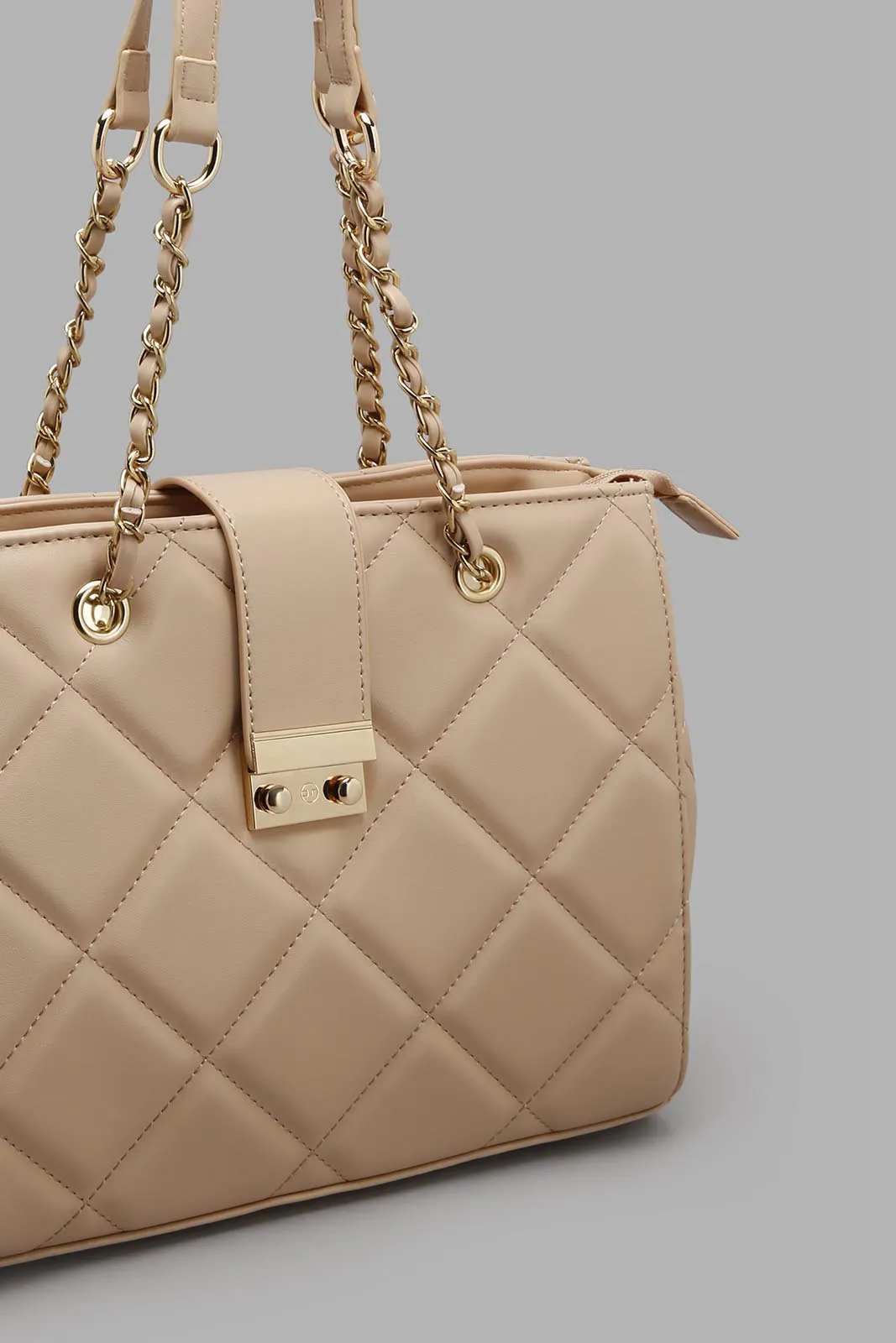 Beige Quilted Day Bag