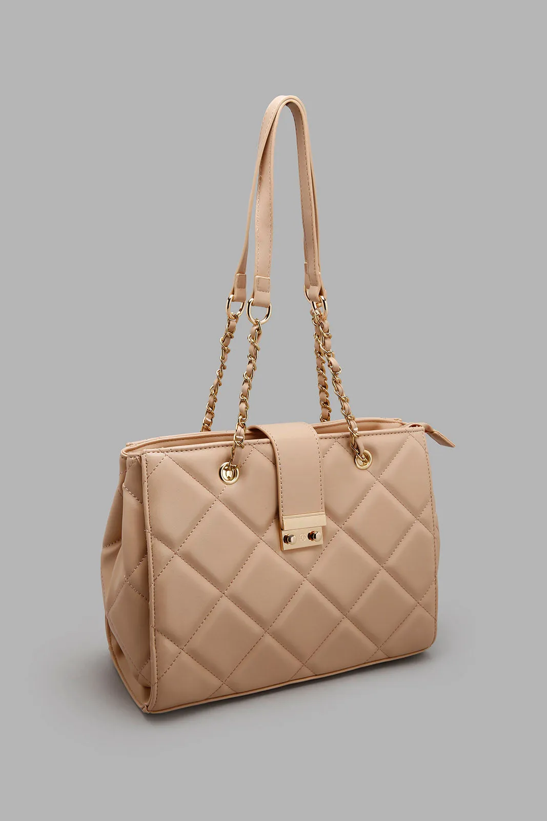 Beige Quilted Day Bag
