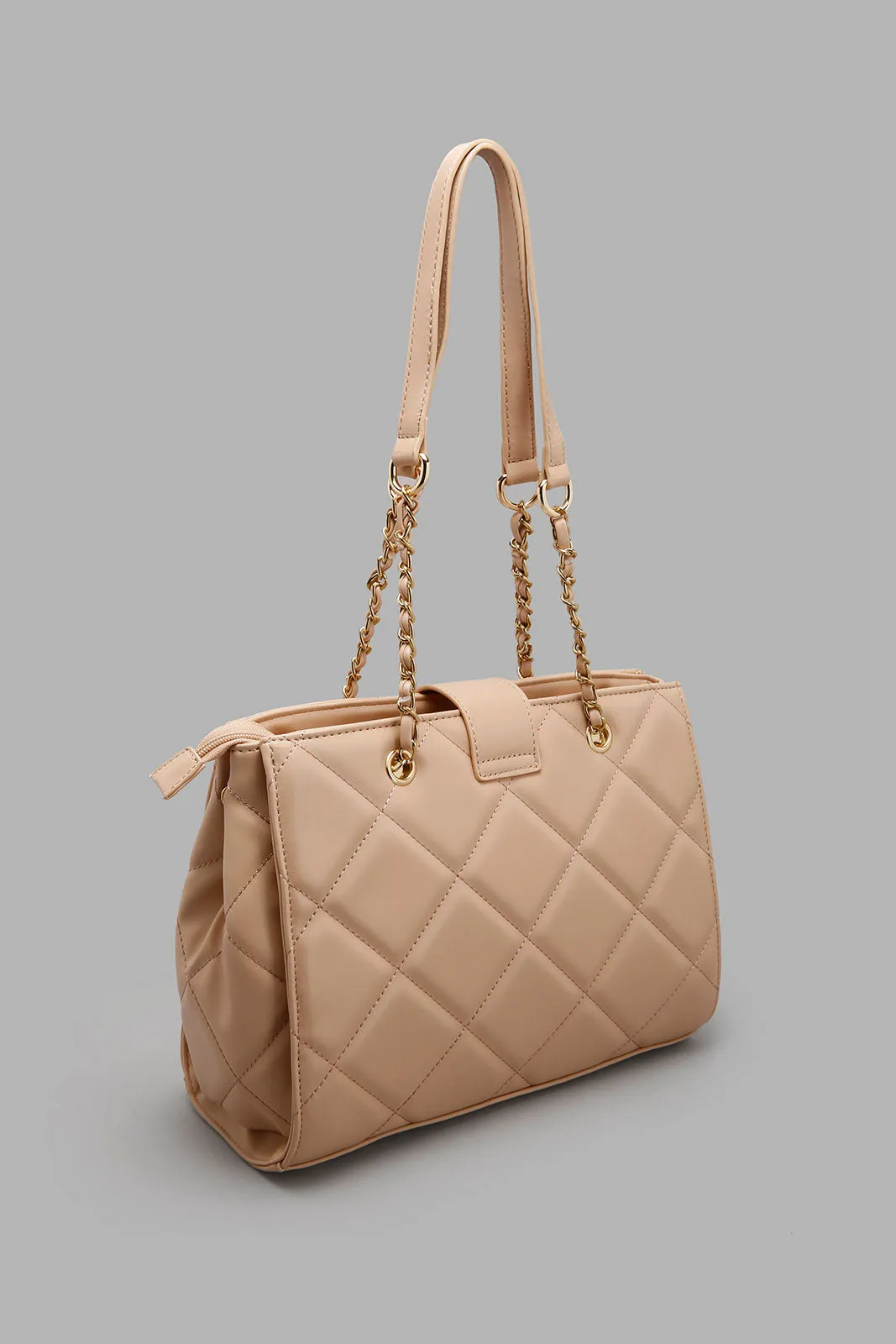 Beige Quilted Day Bag