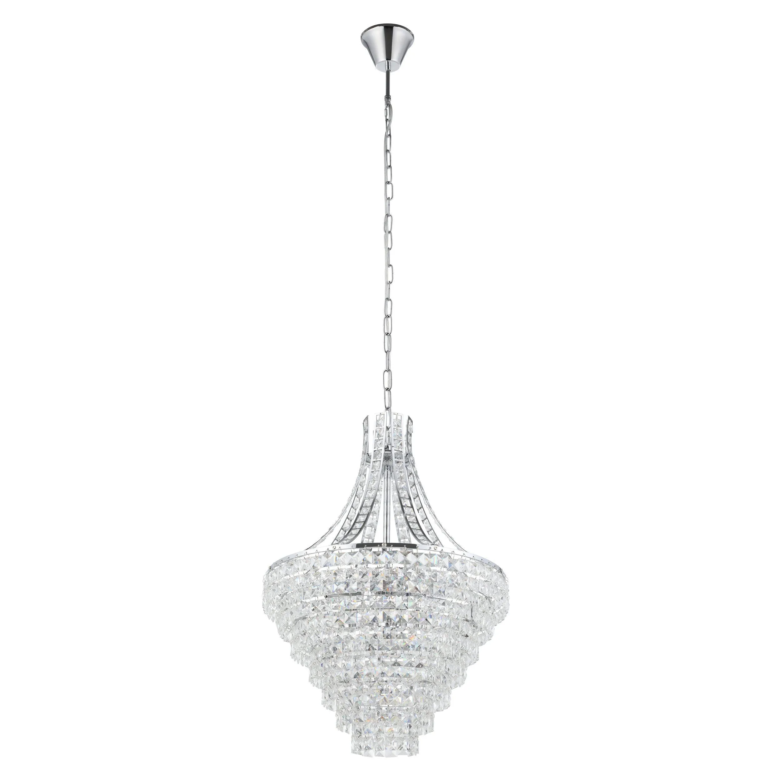 Beires 8 Light 78cm Chrome and Crystal Classic Feature Pendant