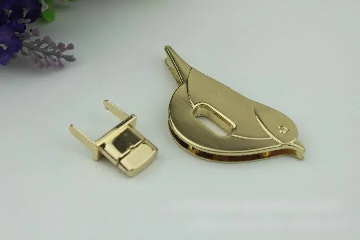 Bird Shaped Twist Turn Lock 68mm Purse Charm Organizer Luggage Hardware Antique Gold Lock And Key Closure Small Bag Clutch Metal Accessories