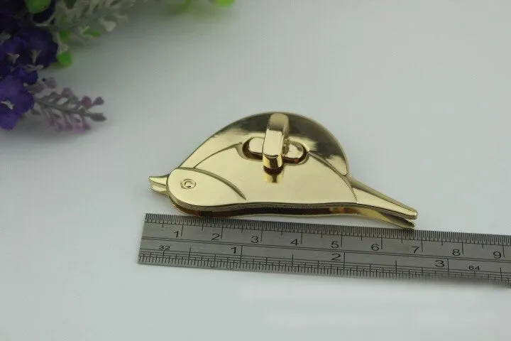 Bird Shaped Twist Turn Lock 68mm Purse Charm Organizer Luggage Hardware Antique Gold Lock And Key Closure Small Bag Clutch Metal Accessories