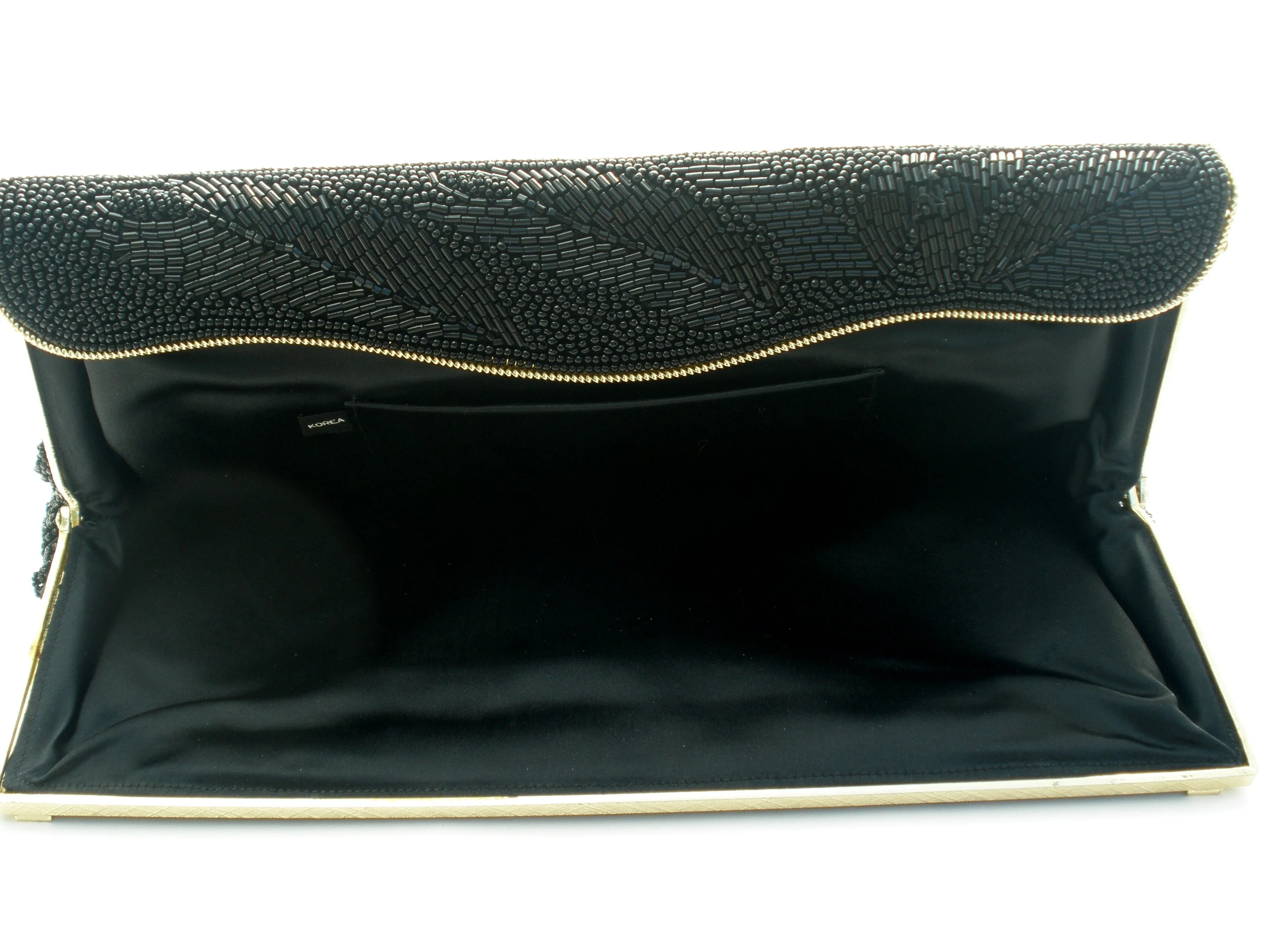 Black Fully Glass Beaded Hand Bag Clutch Purse
