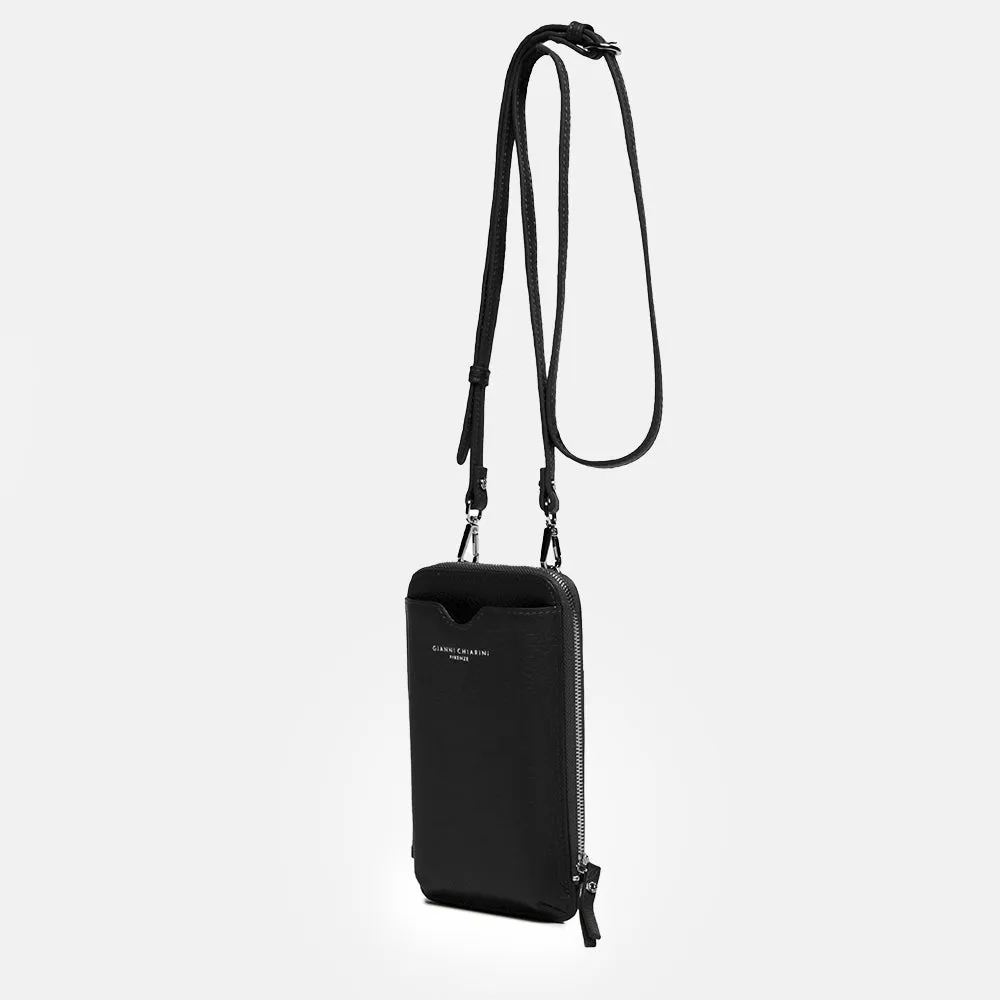 Black Leather Dollaro Phone Bag