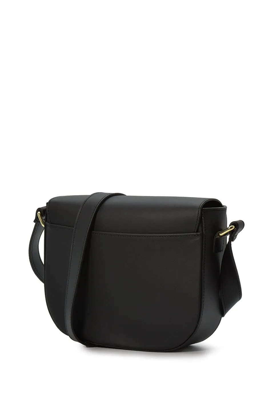 Black leather flap shoulder bag