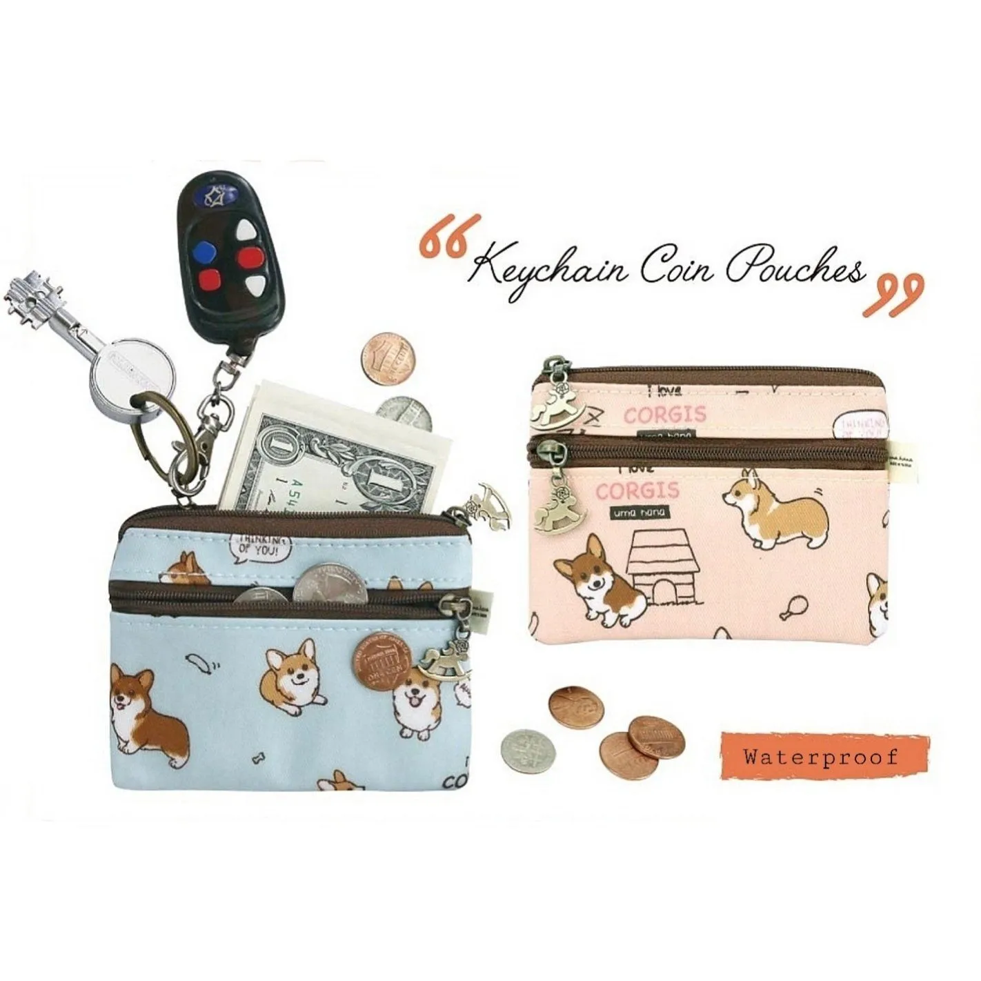 Blue Alpaca Keychain Coin Purse