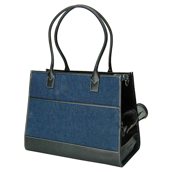 Blue Denim & Black Leather Carrier