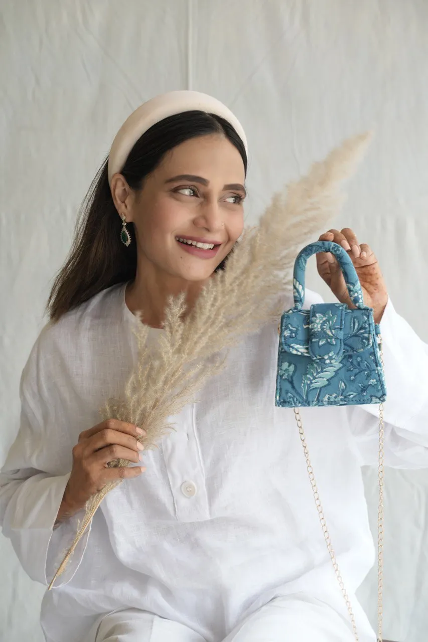 Blue Depths Blockprinted Chiq Bag
