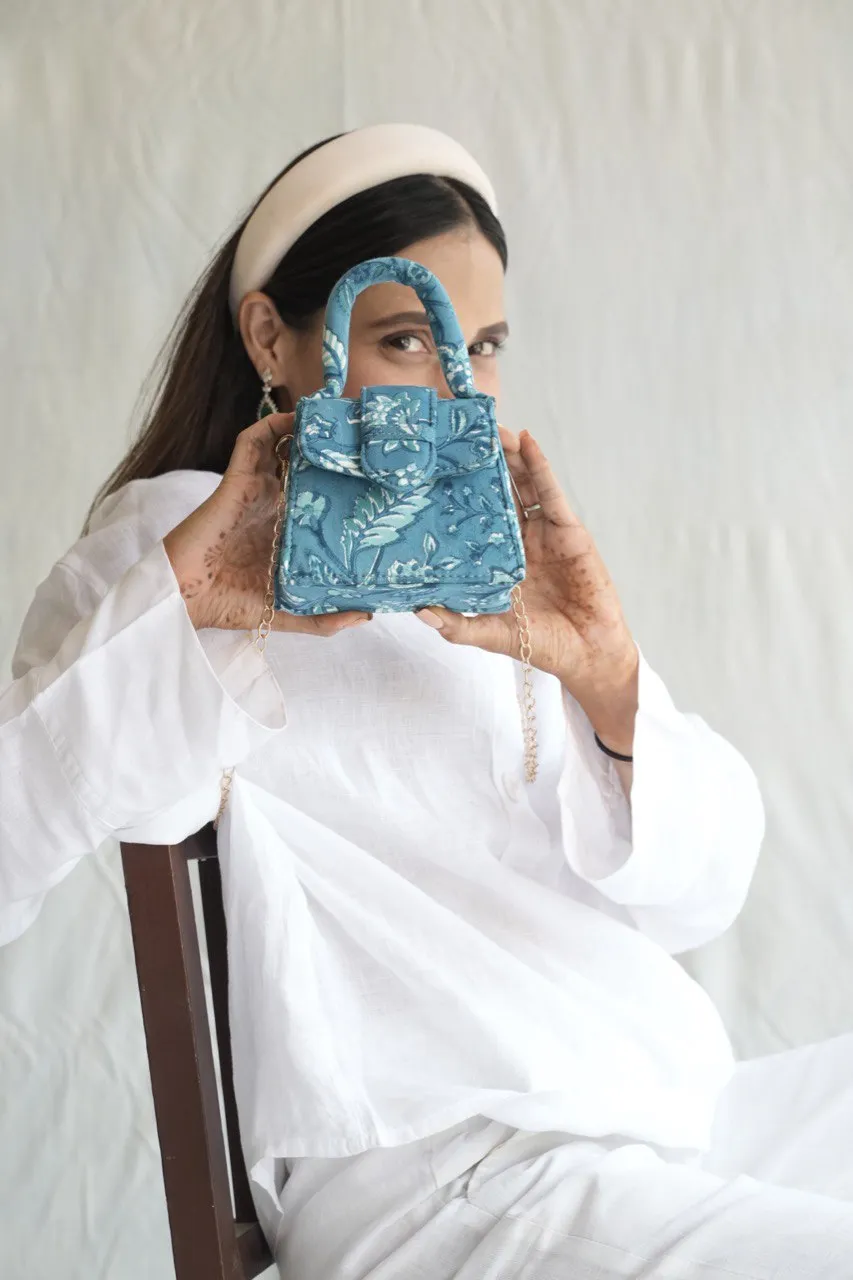 Blue Depths Blockprinted Chiq Bag