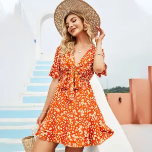 Bohemian Floral Sexy V-neck Dress