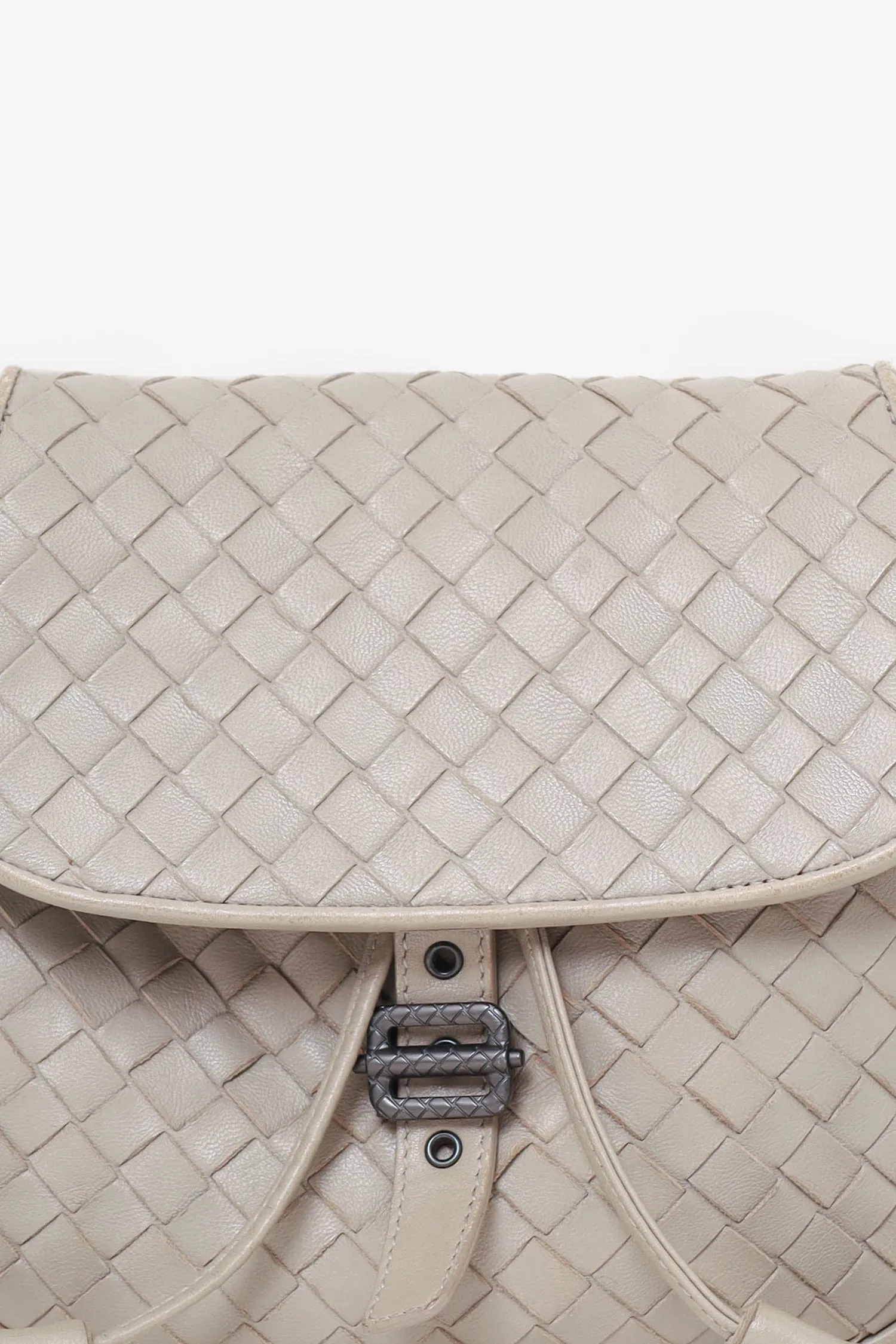 Bottega Veneta Beige Intrecciato Leather Tassel Flap Waist Bag